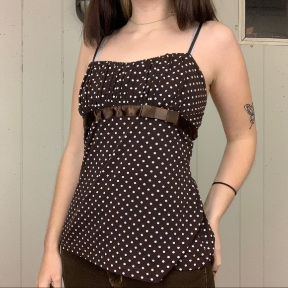 Brown Polka Dot Vintage Tank - Picture 1 of 3